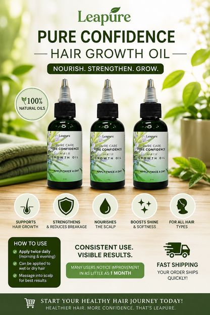 Leapure Hair Growth Oil | 100% Natural Formula for Longer, Stronger & Healthier Hair